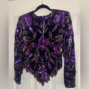 VTG purple & black sequin top